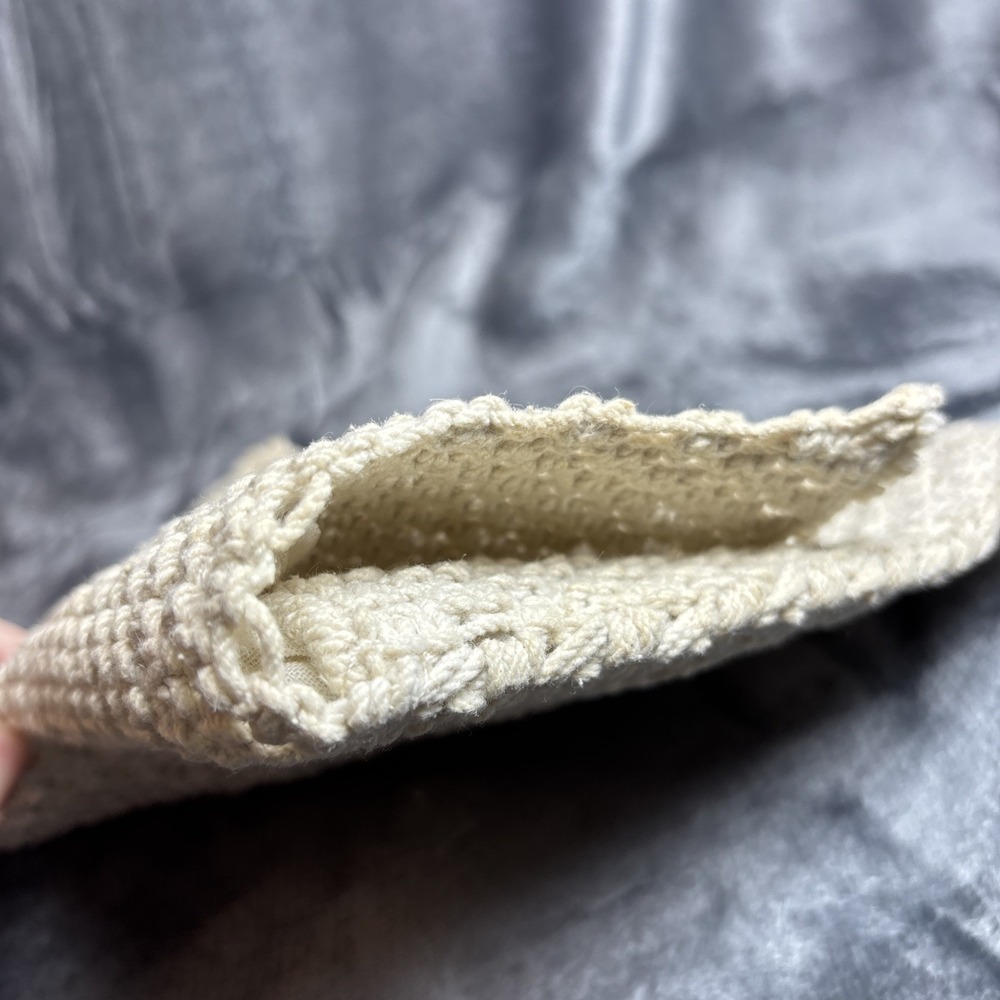 Vintage Macrame Clutch Mister Ernest Cream Cotton Boho 70s Handbag Wallet - Picture 6 of 16